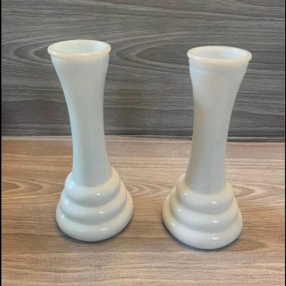 Randall milk glass vases pair. Great condition!